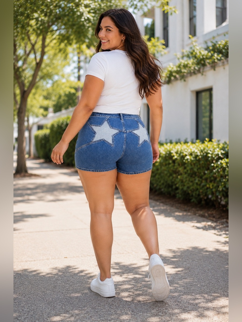 Torrid High Rise Shortie Denim Star Shorts